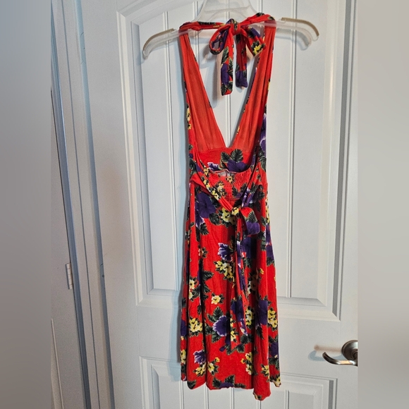 2000s Free People Brightly Colored Floral Coctail Dress - Picture 2 of 12